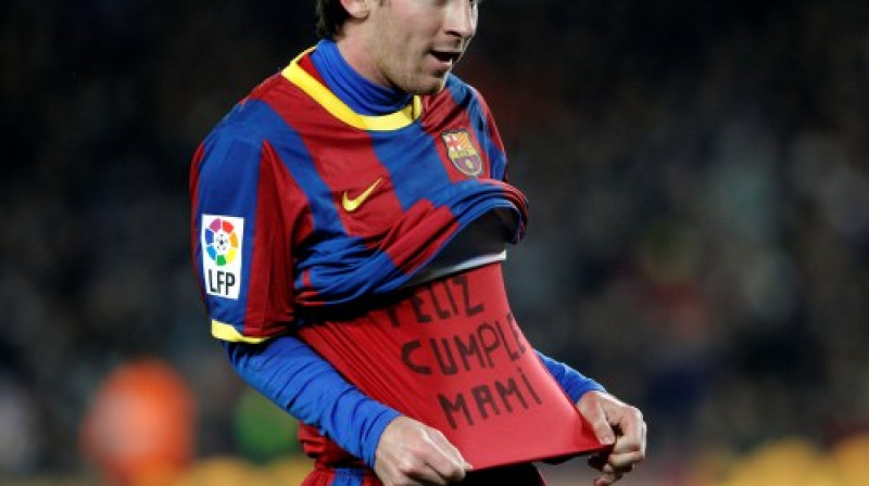 Lionels Mesi ("Barcelona") savai mātei dzimšanas dienā uzdāvināja vārtu guvumu
Foto: AP/ Scanpix