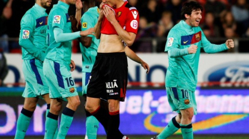 Lionels Mesi ("Barcelona") šovakar Maljorkā atklāja rezultātu un guva savus 26. vārtus šīs sezonas "La Liga" čempionātā
Foto: AP/ Scanpix