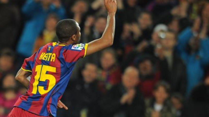 Sejdu Keita ("Barcelona") guva vienīgos vārtus "Camp Nou"
Foto: AFP/ Scanpix