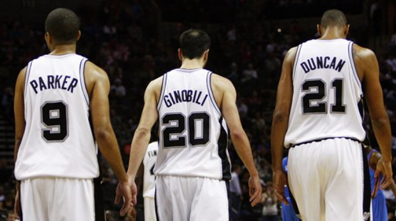Tonijs Pārkers, Manu Džinobili, Tims Dankans - Sanantonio vecās gvardes labākie kareivji.

Foto: spurs.com