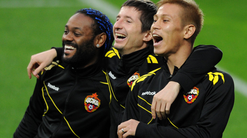 Vai CSKA spēlētāji smaidīs un smiesies arī pēc šī vakara spēles? 
Foto: AFP/Scanpix