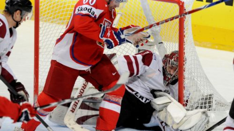 Edgars Masaļskis centīsies nepieļaut čehu mesto ripu nokļūšanu Latvijas cietoksnī
Foto: Romāns Kokšarovs, Sporta Avīze, f64