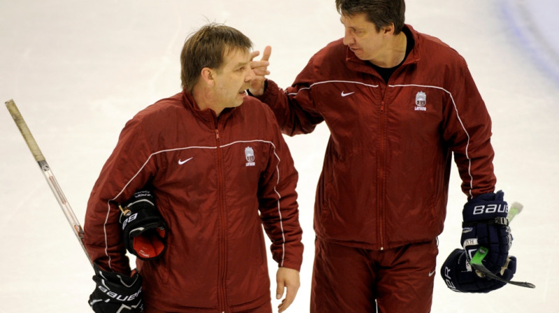 Oļegs Znaroks un Harijs Vītoliņš
Foto: Romāns Kokšarovs, Sporta Avīze, f64