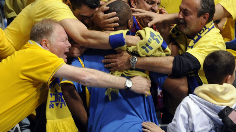 Deriks Šārps "Maccabi" rindās jau 27 reizes triumfējis 15 komandā pavadītajās sezonās. Vai būs arī 28. tituls? 
Foto: AFP/Scanpix