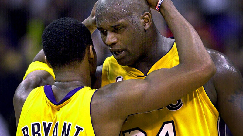 Kobe Braients un Šakils O'Nīls aizveda "Lakers" līdz trim tituliem. 
Foto: AP/Scanpix