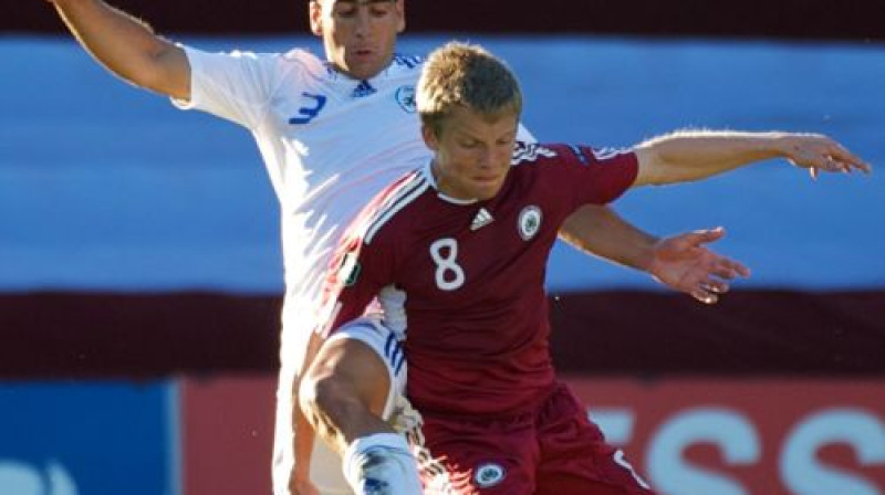 Latvijas izlases vienīgo vārtu guvējs Aleksandrs Cauņa
Foto: AFP/Scanpix
