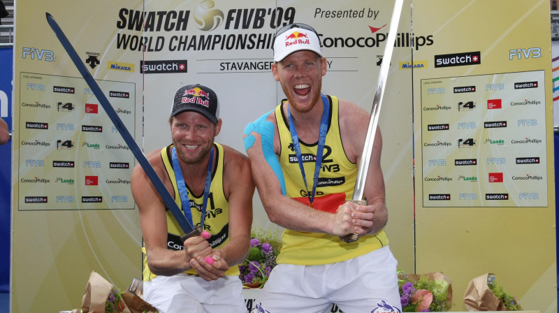 Pēdējā pasaules čempionāta uzvarētāji vīru konkurencē - Juliuss Brinks un Jonass Rekermans
Foto: fivb.org