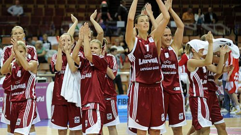 Latvijas basketbolistes 
Foto: Romāns Kokšarovs, Sporta Avīze, f64