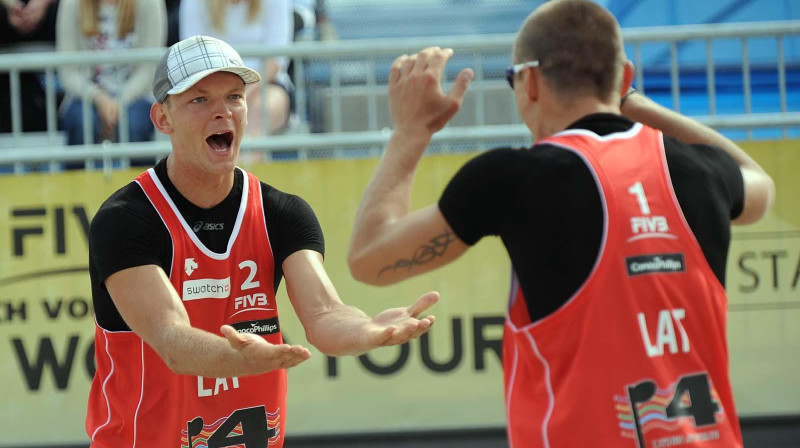 Jānis Šmēdiņš un Mārtiņš Pļaviņš
Foto: www.fivb.org