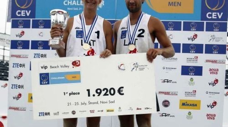 Toms Šmēdiņš un Artis Caics 2010. gadā Novisadā
Foto: cev.lu
