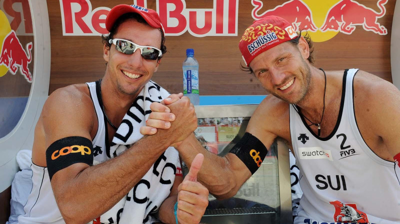 Vīru turnīra lielāko pārsteigumu autori Belaguarda un Hoišers
Foto: fivb.org
