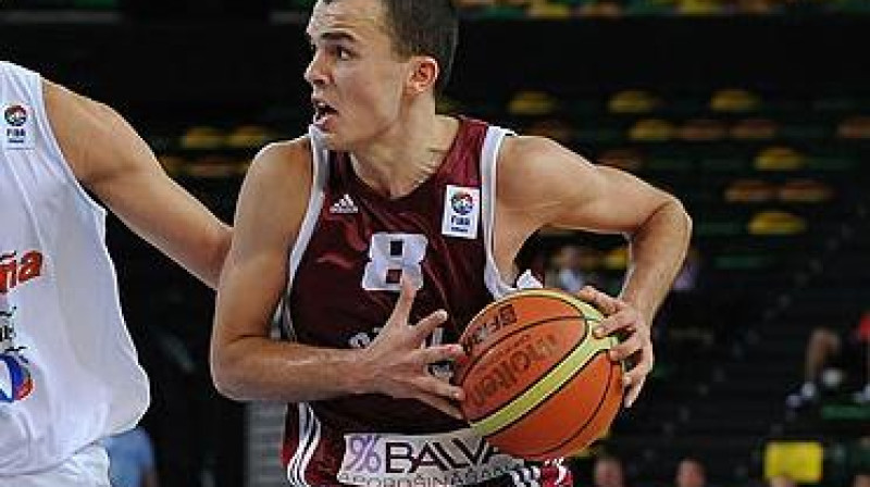 Latvijas U20 izlases saspēles vadītājs Dāvis Lejasmiers.
Foto: fibaeurope.com
