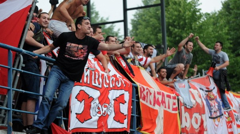 "Crvena Zvezda" fani Ventspilī
Foto: Romāns Kokšarovs, Sporta Avīze/F64 Photo Agency