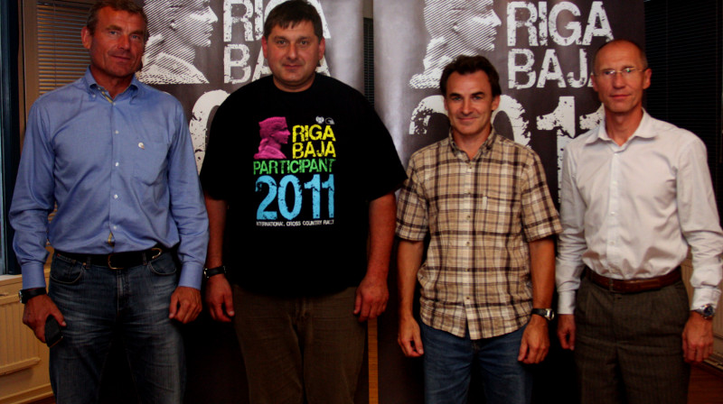 "Riga Baja" preses konferences dalībnieki Jānis Naglis, Roberts Elbakjans, Vladimirs Kovaļevs un Aivars Aksenoks
Foto: Renārs Buivids ("Riga Baja")