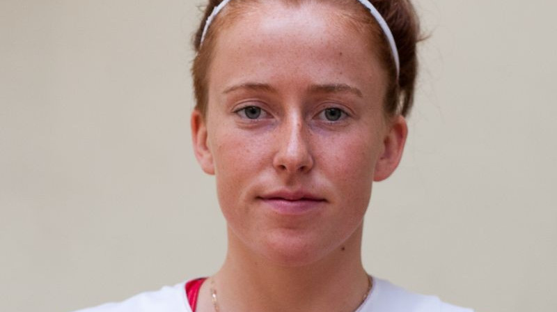Agate Geka - Latvijas U18 izlases rezultatīvākā spēlētāja mačā ar Dānijas komandu.
Foto: basket.lv
