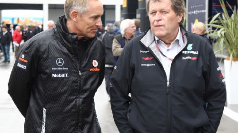 "McLaren" komandas vadītājs Martins Vitmāršs un "Mercedes" komandas šefs Norberts Haugs
Foto: AFP/Scanpix
