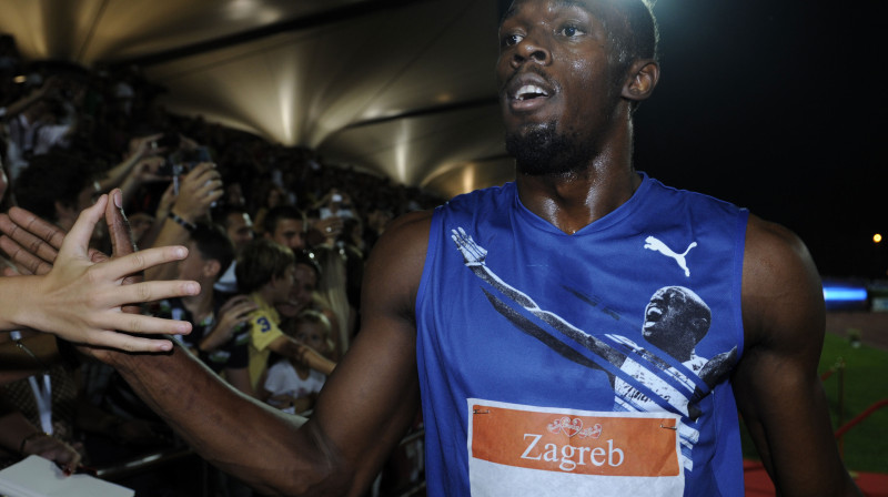 Useins Bolts pēc uzvaras Zagrebā 
Foto: AFP/Scanpix