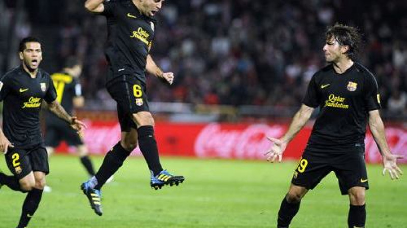 Čavi Ernandesam ("Barcelona") 392. "La Liga" spēle un uzvaras vārti
Foto: AFP/Scanpix