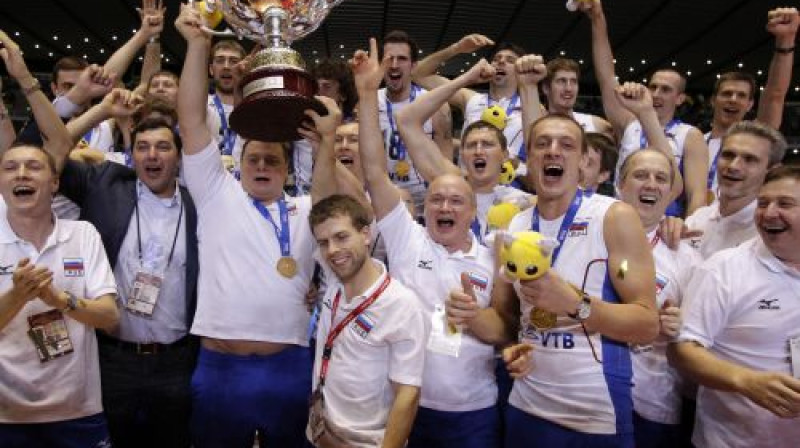 Krievijas volejbolisti gavilē
Foto: AP/Scanpix