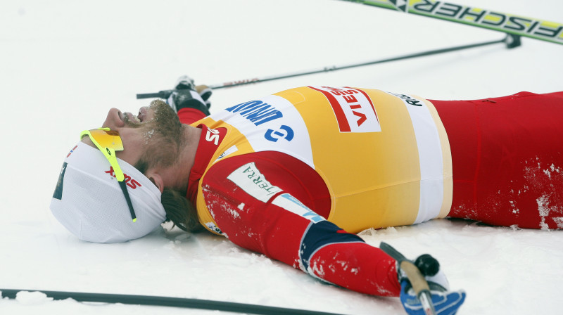 Pīters Nortugs pēc finiša Roglā
Foto: AP/Scanpix