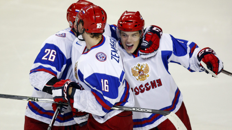 Krievijas U-20 izlase pēc uzvaras vārtu gūšanas
Foto: AP/Scanpix