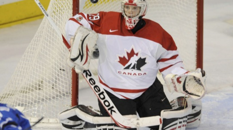 Marka Visentina vārtus somu hokejistiem tā arī neizdevās iekarot...