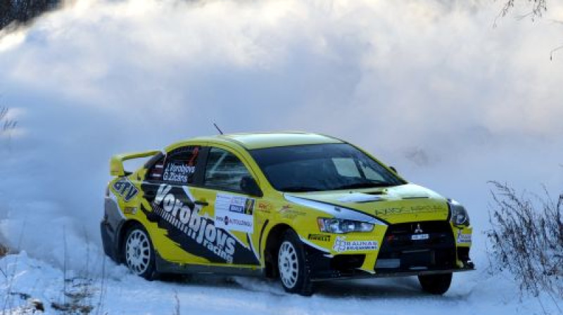 Jānis Vorobjovs/Guntars Zicāns Lietuvas rallijā
Foto: Gatis Liepiņš
