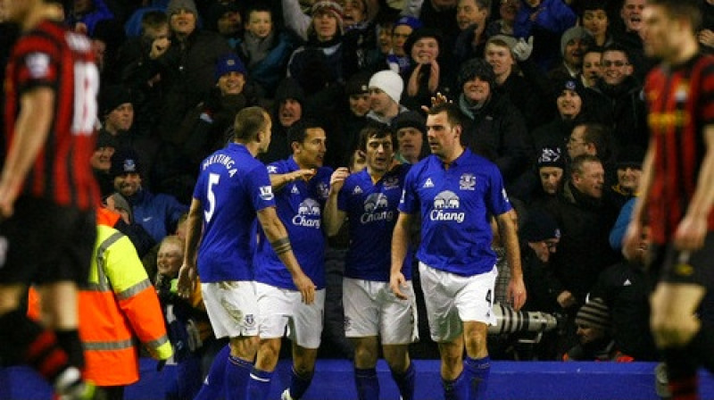 "Everton" futbolisti priecājas, "City" - skumst
Foto: AFP/Scanpix