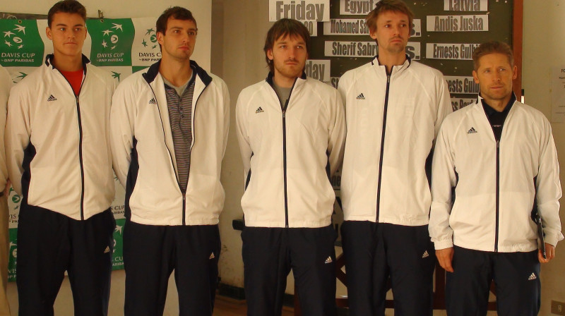 Mārtiņš Podžus, Ernests Gulbis, Deniss Pavlovs,
Andis Juška un Ģirts Dzelde. Foto: Jānis Cīrulis