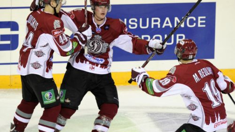 "Dinamo" svin Jēkaba Rēdliha pirmos vārtus
Foto: Romāns Kokšarovs, Sporta Avīze, f64
