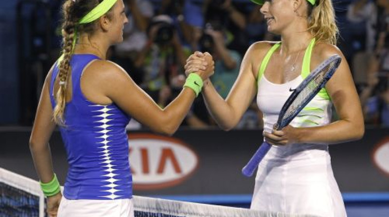 Viktorija Azarenka un Marija Šarapova
Foto: Reuters/Scanpix