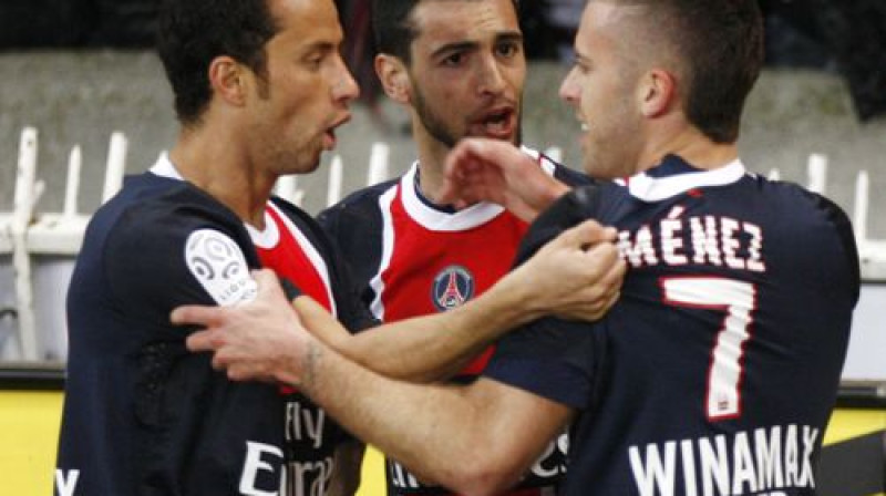 PSG priekšējā līnija - Nene, Havjers Pastore un Žeremijs Menē
Foto: AP/Scanpix
