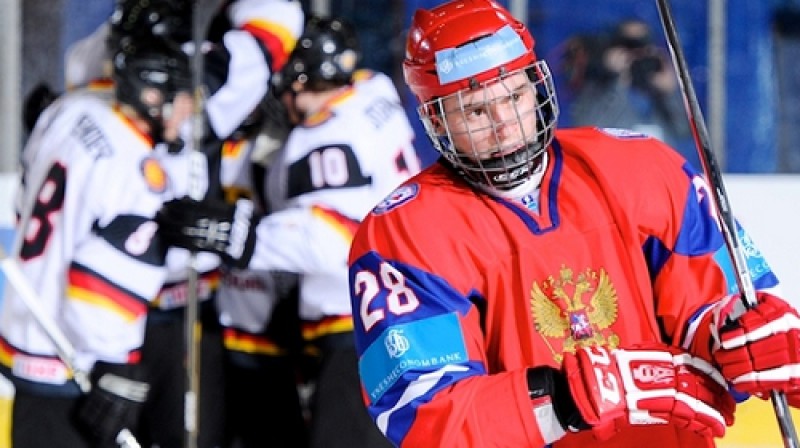 Vācieši svin gūto panākumu
Foto: IIHF