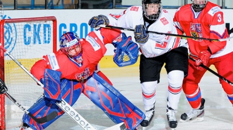 Čehu vārtsargs Polivka šovakar kapitulēja četrreiz
Foto: IIHF