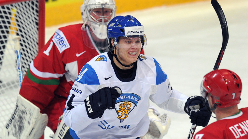 Mazrezultatīvajā Somijas izlasē rezultatīvākais ar diviem punktiem (0+2) šobrīd ir uzbrucējs Mikaels Granlunds 
Foto: AFP/Scanpix