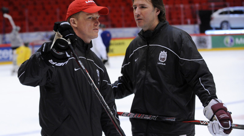 Artis Ābols un Viktors Ignatjevs
Foto: Romāns Kokšarovs, Sporta Avīze, f64