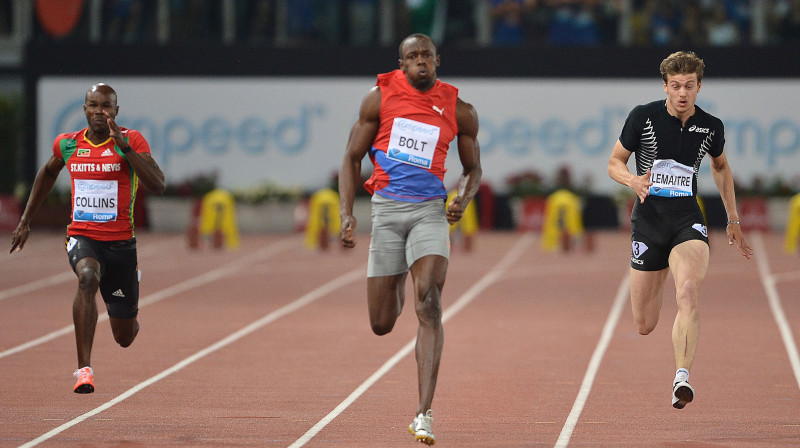 Kims Kolinss, Useins Bolts un Kristofs Lemetrs
Foto: AFP/Scanpix