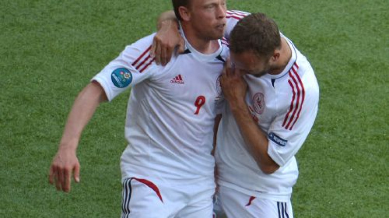 Uzvaras vārtu autors Mihaels Krons-Deli (pa kreisi)
Foto: AFP/Scanpix