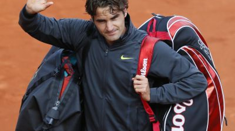 Rodžers Federers pēc zaudējuma Novakam Džokovičam ''French Open'' turnīra pusfinālā.
Foto: AFP