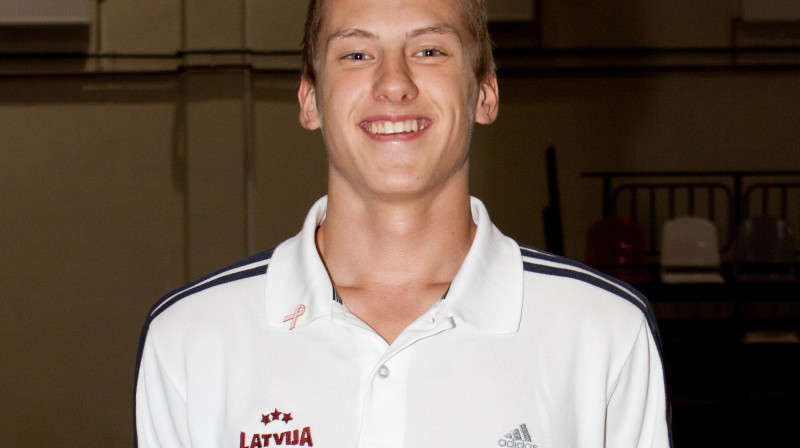 Kaspars Vecvagars: debija valstsvienībā ar deviņiem punktiem.
Foto: basket.lv