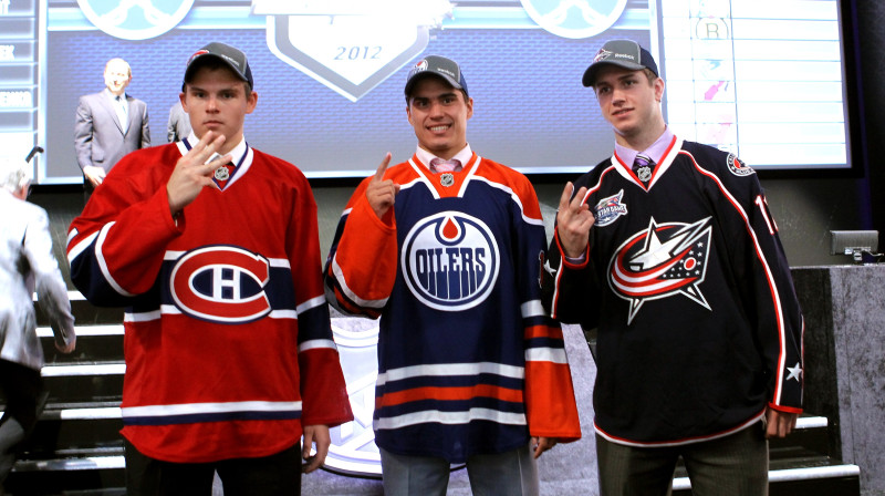 NHL drafta trīs pirmās izvēles.
Foto: AP/Scanpix