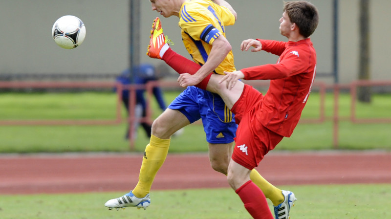 Epizode no iepriekšējās "Skonto" - "Ventspils" 
savstarpējās spēles. Foto: Romāns 
Kokšarovs, Sporta Avīze, f64