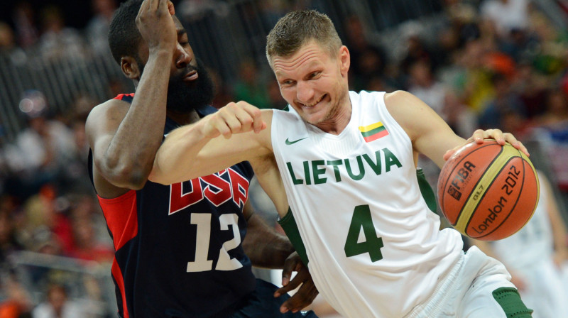 Rimants Kaukēns šobrīd ar Lietuvas izlasi cīnās Londonas olimpiskajās spēlēs 
Foto: AFP/Scanpix