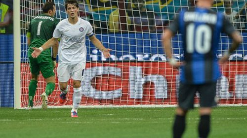 Ante Vukušičs atzīmē pirmo vārtu guvumu
Foto: AFP/Scanpix