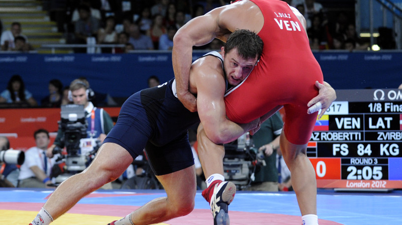 Brīvās cīņas meistars Armands Zvirbulis olimpiskajā debijā ierakstīja bilanci viena uzvara un viens zaudējums. Foto: Romāns Kokšarovs, "f64 photo agency"/"Sporta Avīze"