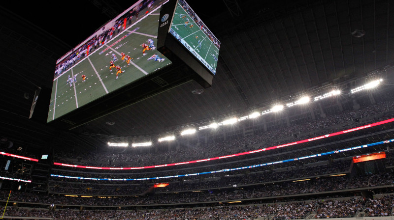 Dalasas "Cowboys" stadions ar pasaulē lielāko piekaramo tablo.
Foto: AP/Scanpix