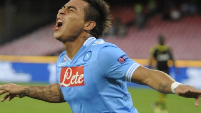 Eduardu Vargass ("Napoli") 1. kārtā izcēlās ar "hattrick"
Foto: AP/Scanpix
