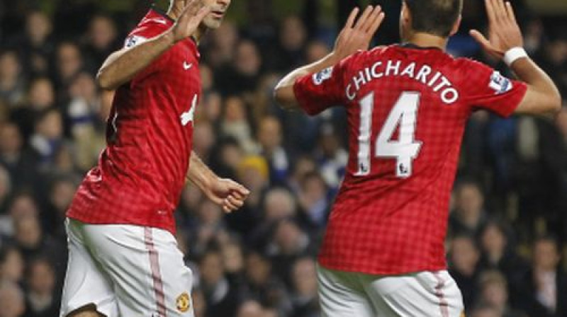 Gigss un Ernandess atzīmē vārtu guvumu
Foto: AFP/Scanpix