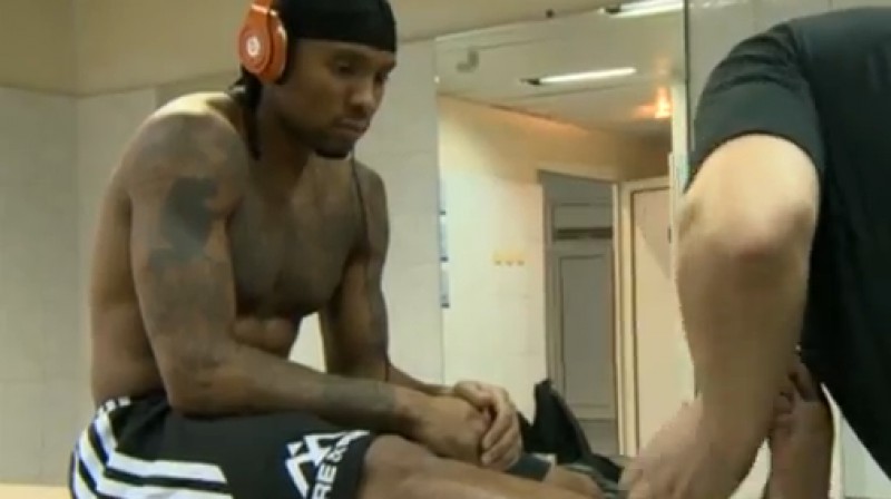 "VEF Rīga" spēlētāji gatavošana spēlei
Foto: no "SportaStudija1930" video