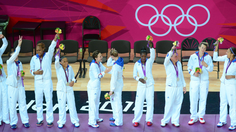 Francijas basketbolistes 2012. gada vasarā pirmo reizi spēlēja Olimpisko spēļu finālā
Foto: AFP/Scanpix